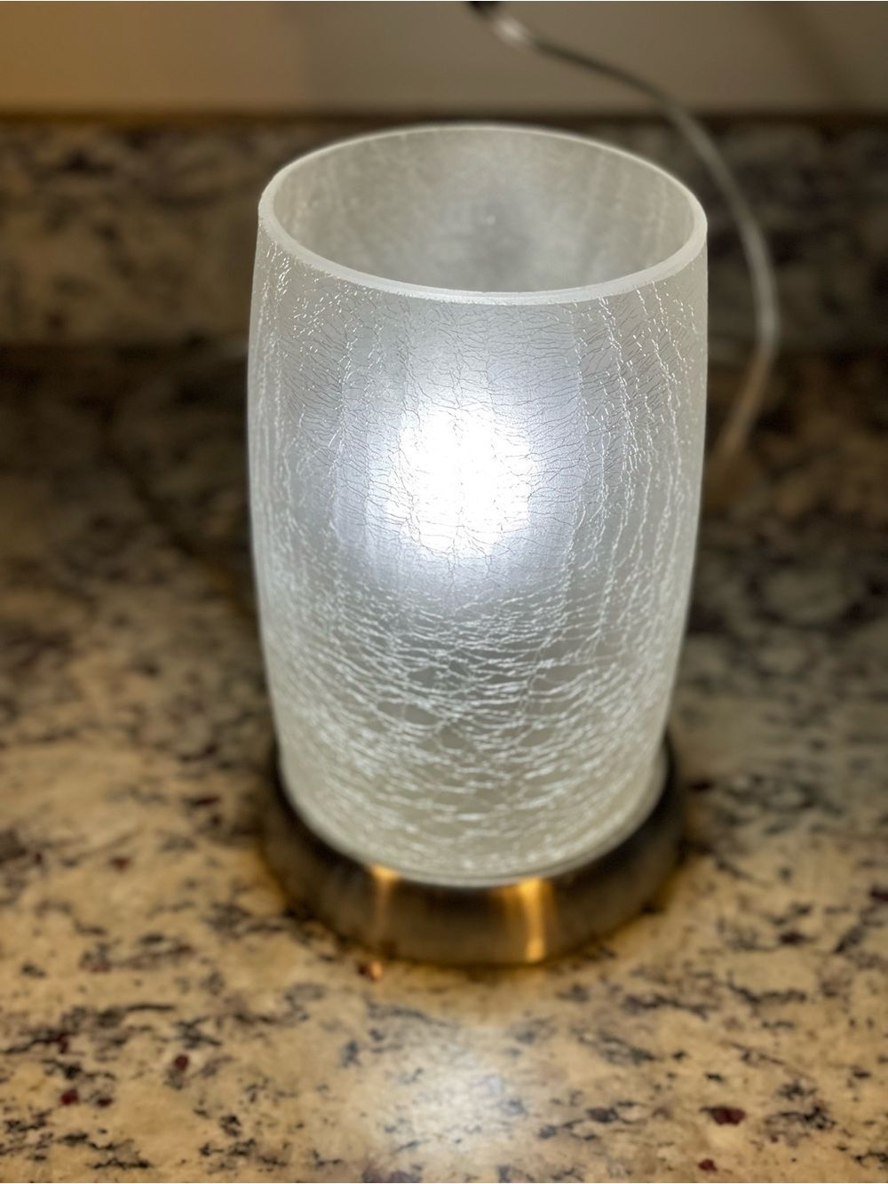 Modern Frosted Accent Table Lamp with Crackled Glass Shade & Brushed Nickel - Picture 11 of 16